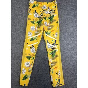ZYIA luxe athletic leggings Light N Tight Sz 2 Yellow floral print mesh detail